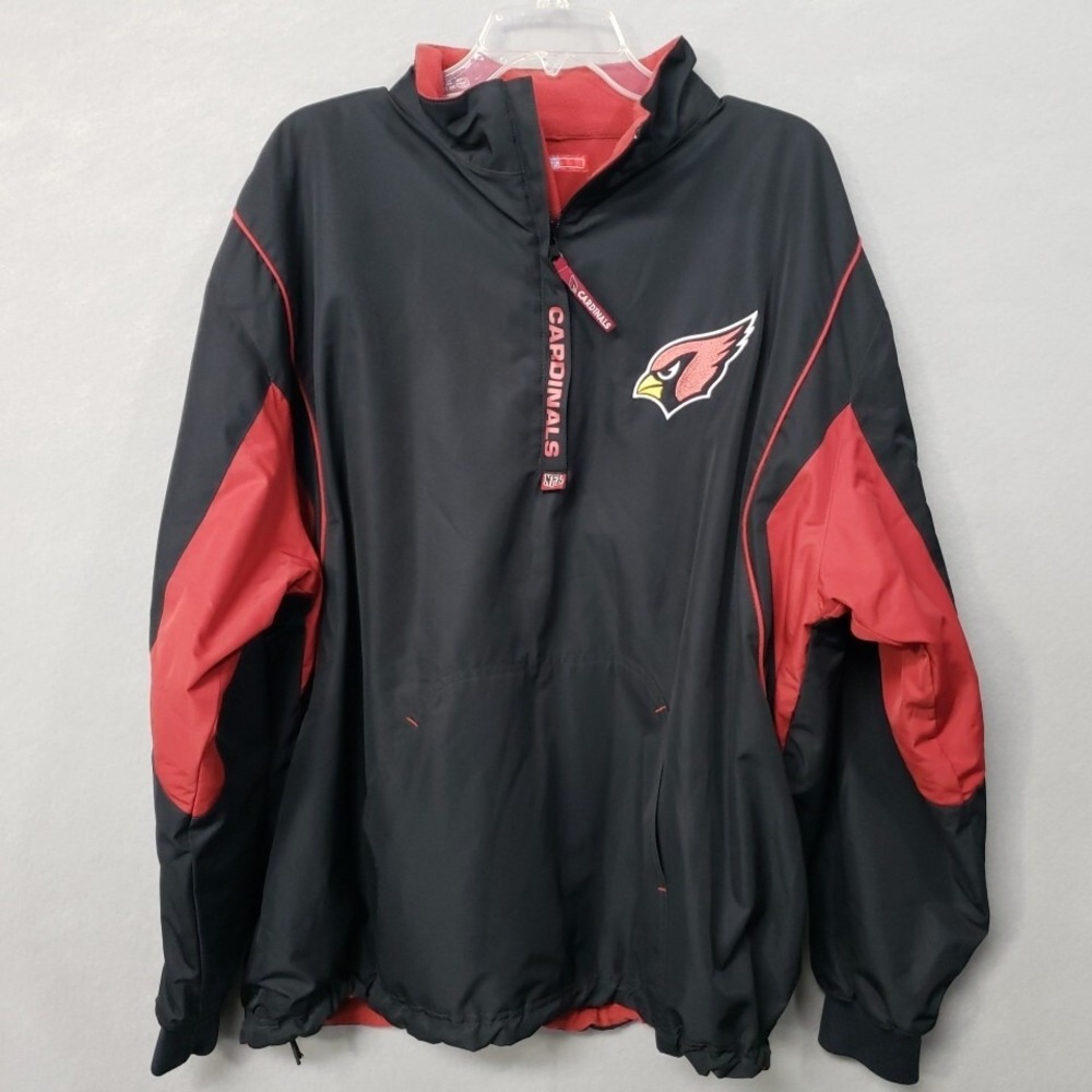 Arizona Cardinals Mens L Official NFL Reversible Black & Red Pullover Jacket Y2K